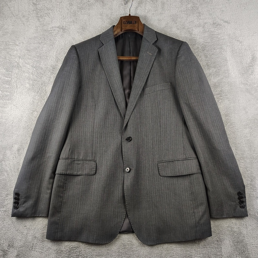 Ermenegildo Zegna Wool Gray Pinstripe Blazer Suit Jacket sports coat US 44L